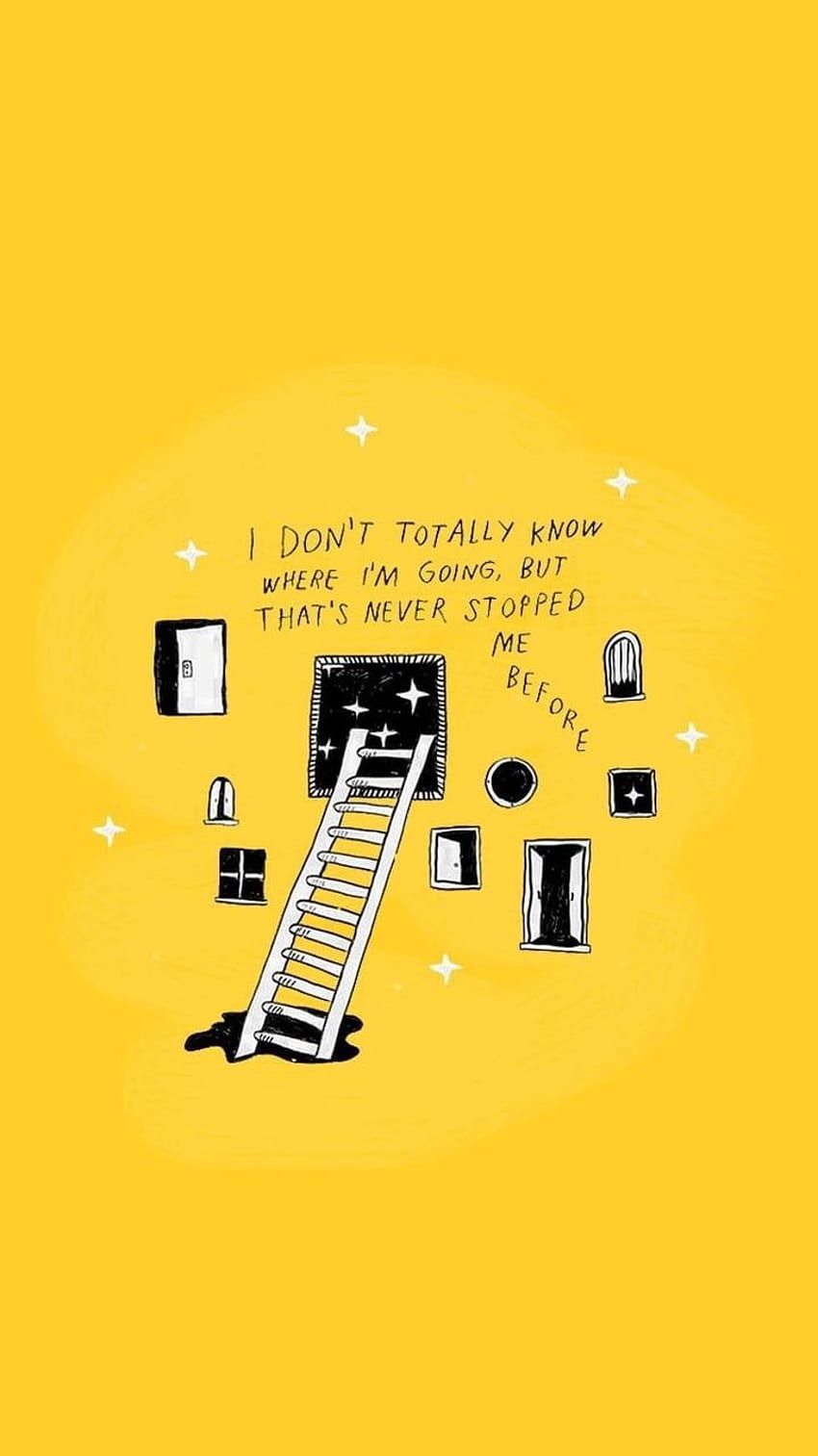 Illustration, Leiter, Spruch, Gelber Hintergrund, Minimalismus, Sperrbildschirm fürs iPhone