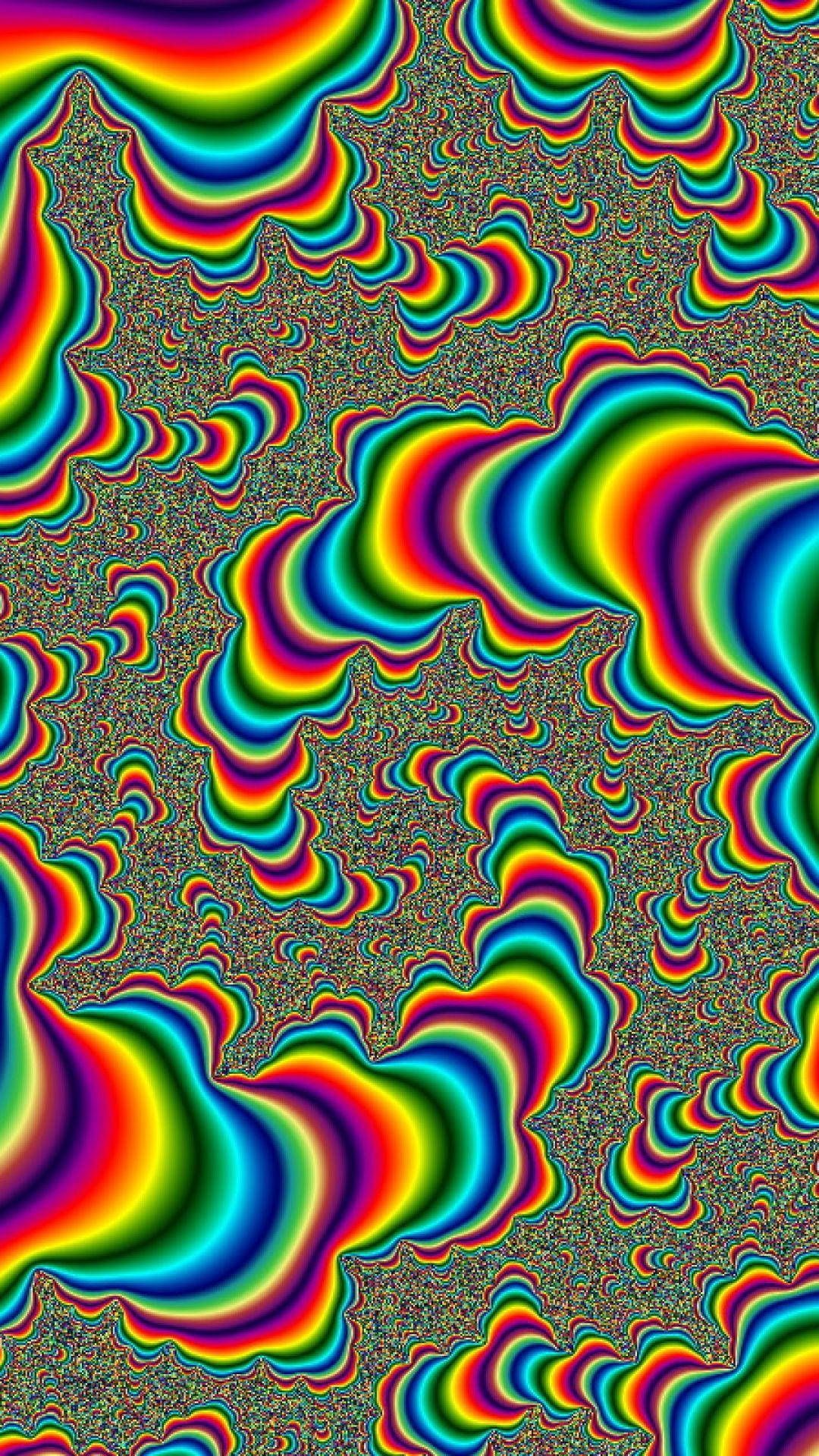 Regenbogenwellen, Optische Täuschung, Muster, Bunt, Full HD, Hintergrundbild fürs Handy