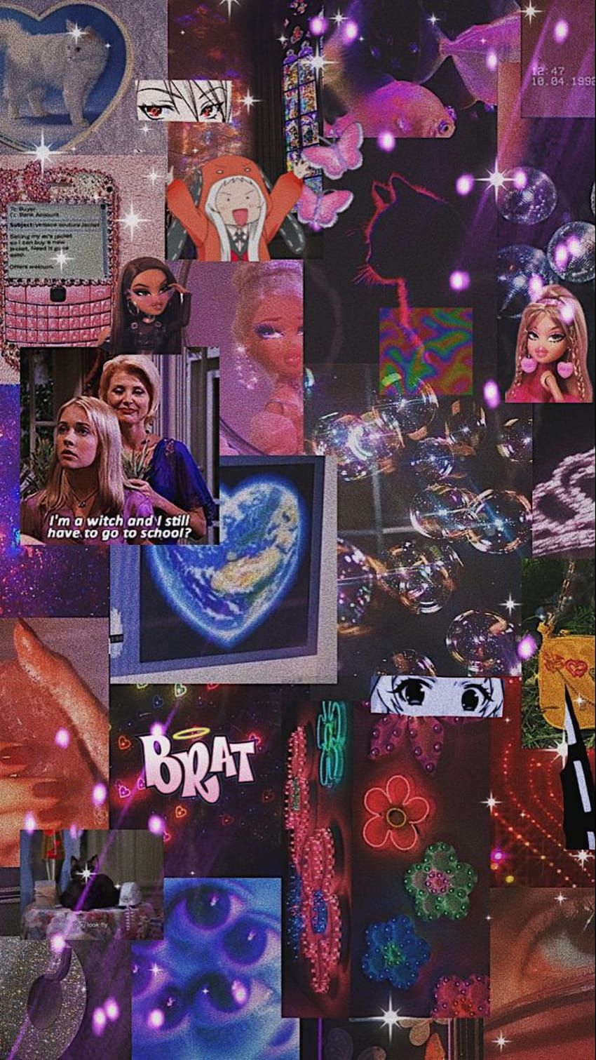 Collage, Dunkle Ästhetik, Rot und Blau, Y2K, HD, Hintergrundbild fürs Handy