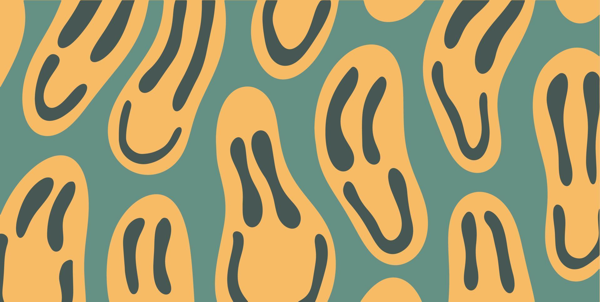 Zerlaufene Smileys, Gelb und Grün, Muster, Retro, Full HD, Desktop-Hintergrund für Windows