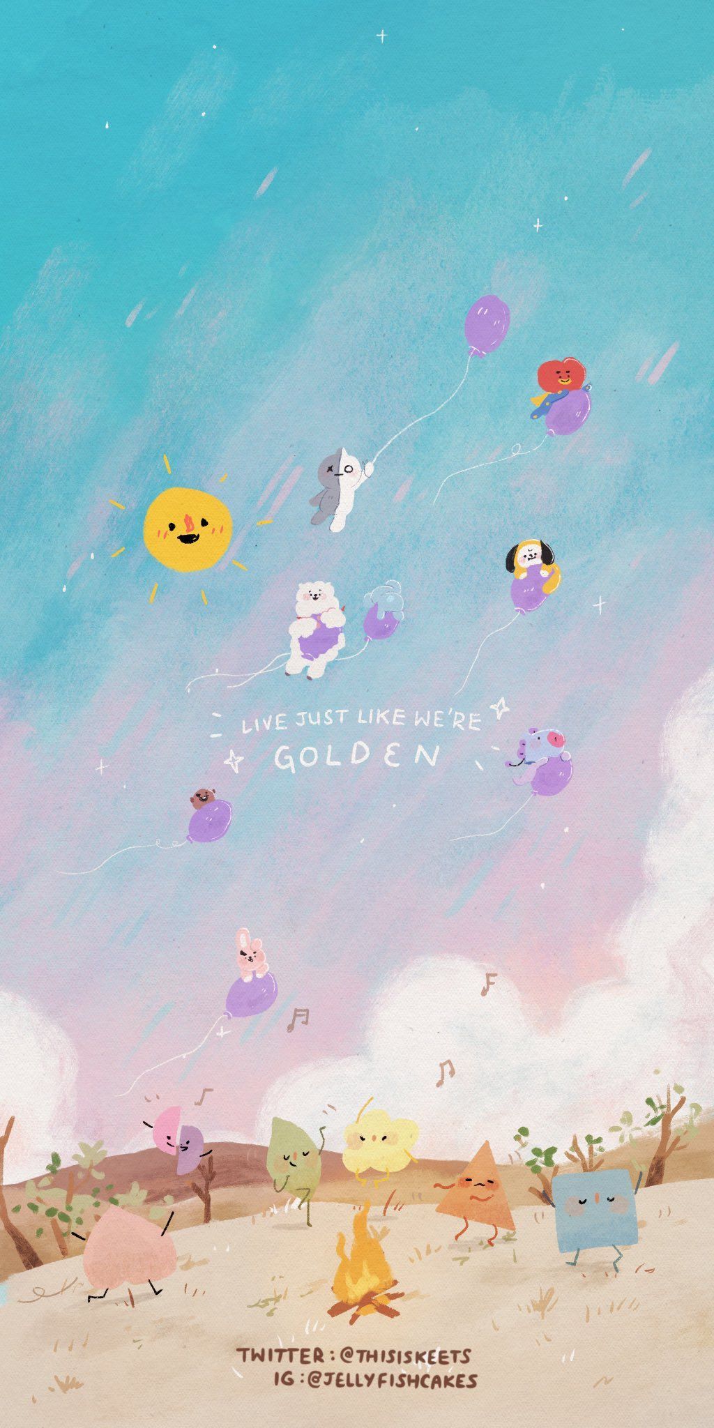 Heißluftballons, Illustration, Himmel, Pastell, Niedlich, HD, Handy-Hintergrund