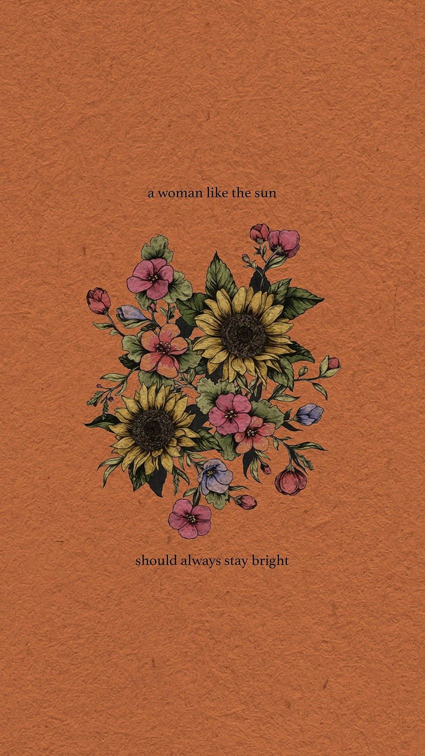 Sonnenblumen, Blumenstrauß, Spruch, Terrakotta, Minimalismus, HD, Handy-Hintergrundbild