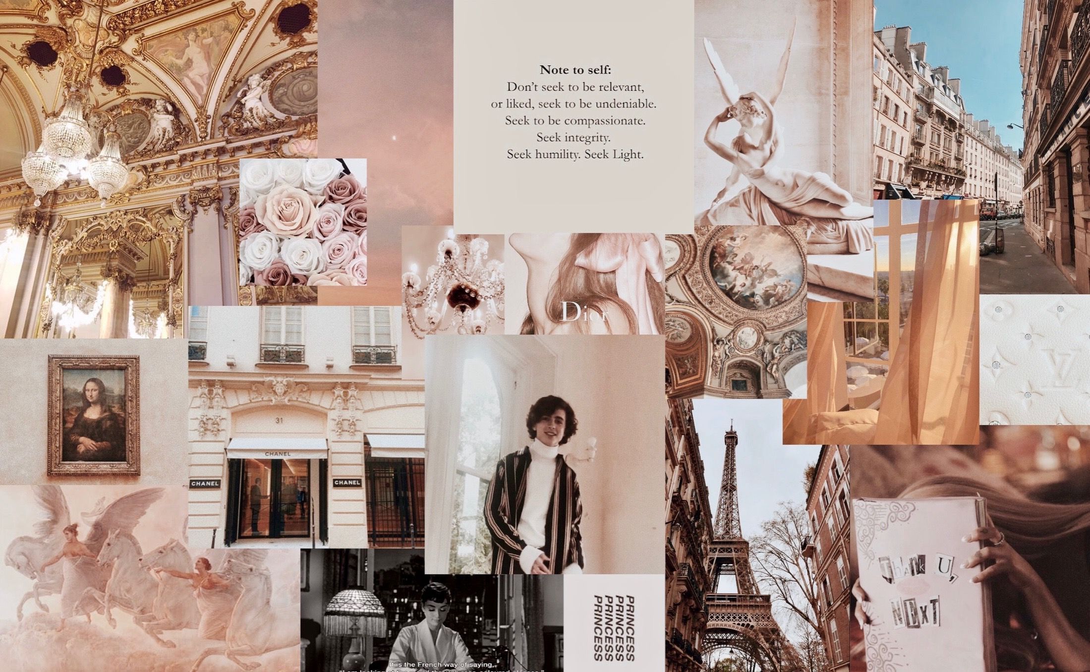 Collage, Eiffelturm, Mona Lisa, Paris, Beige, Full HD, Desktop-Hintergrund für Windows
