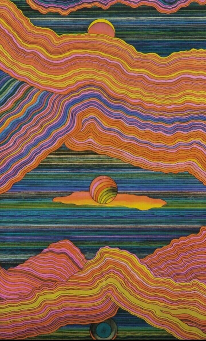 Wellenschichten, Orange und Blau, Landschaft, Abstrakt, Hochformat, Hintergrundbild fürs Smartphone