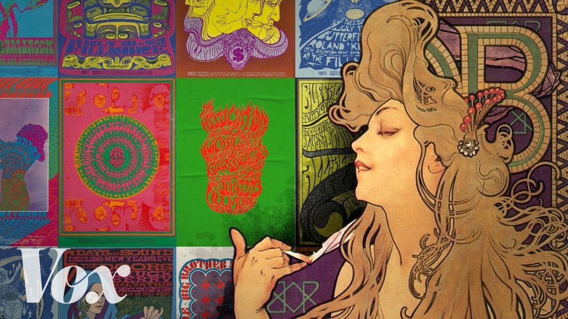 Vox, Alfons Mucha, Jugendstil, Konzertplakate, 60er-Jahre, Full HD, Breitbild-Hintergrundbild