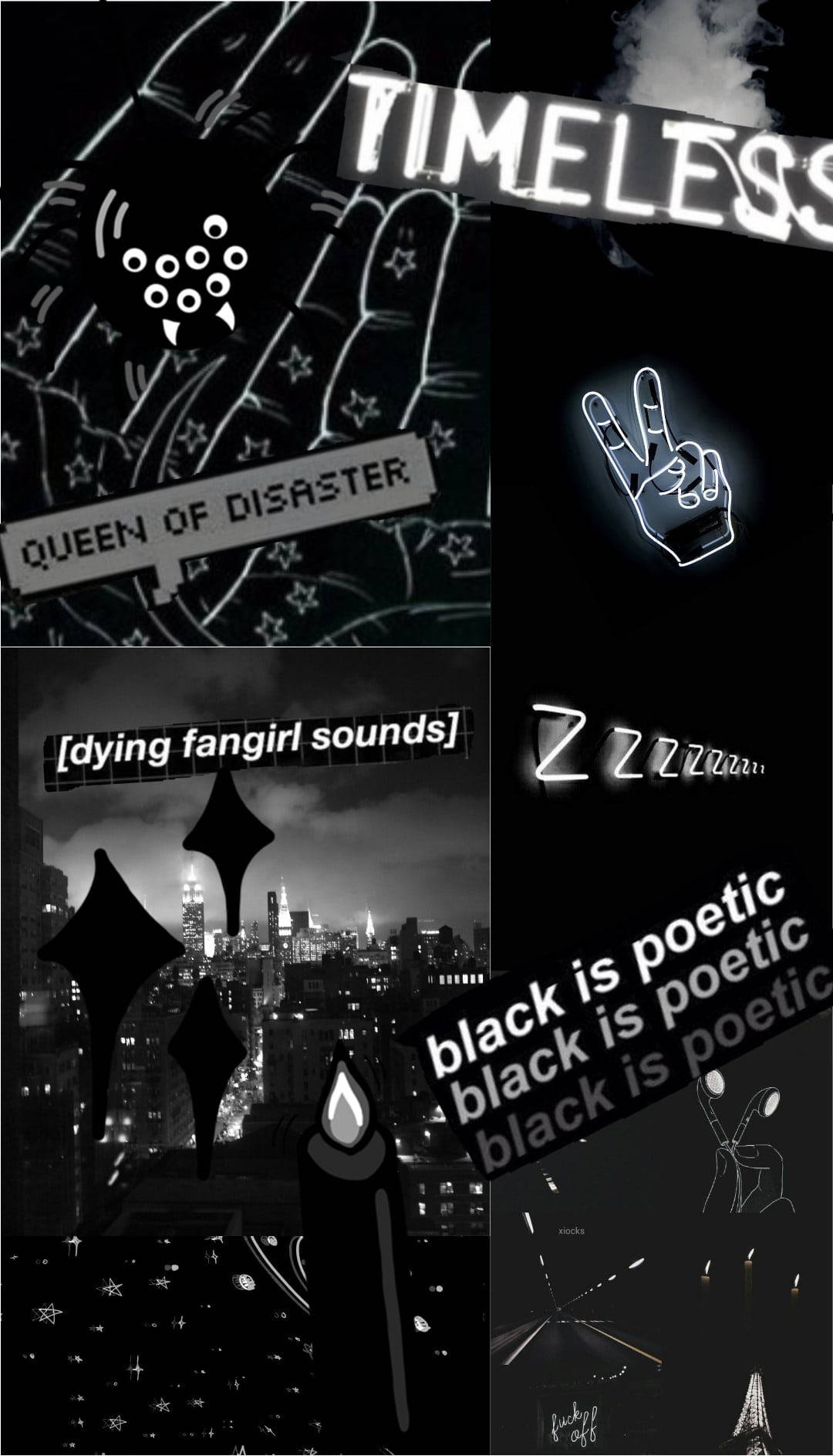 Timeless, Collage, Schwarz-Weiß, Black Is Poetic, Zitate, Full HD, Handy-Hintergrund