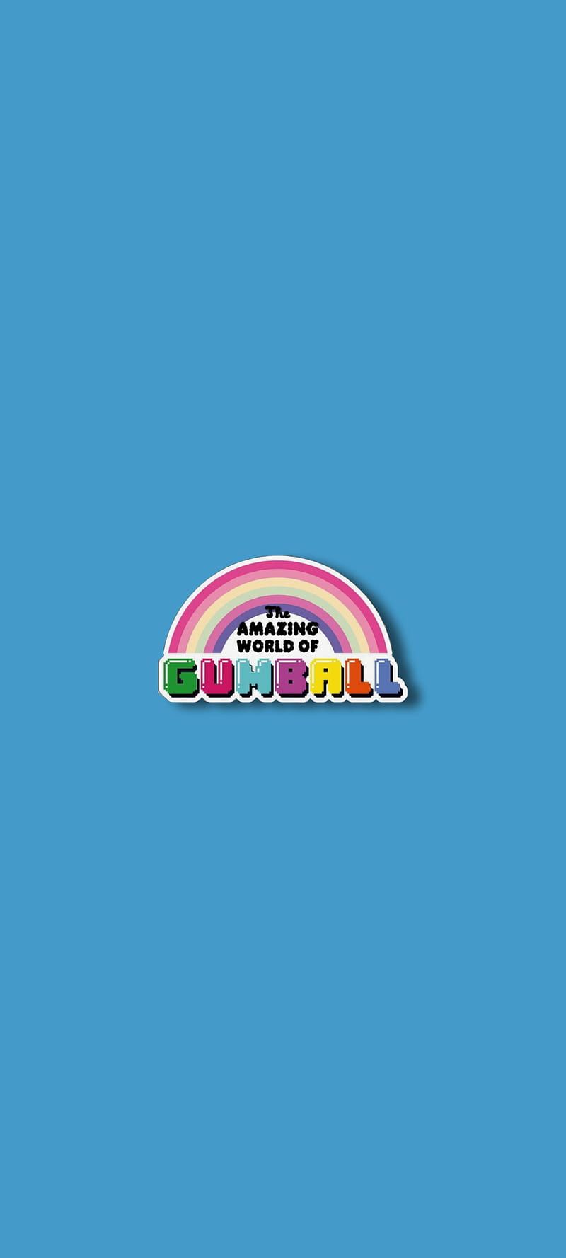 Die fantastische Welt von Gumball, Logo, Regenbogen, Blauer Hintergrund, Minimalistisch, Sperrbildschirm