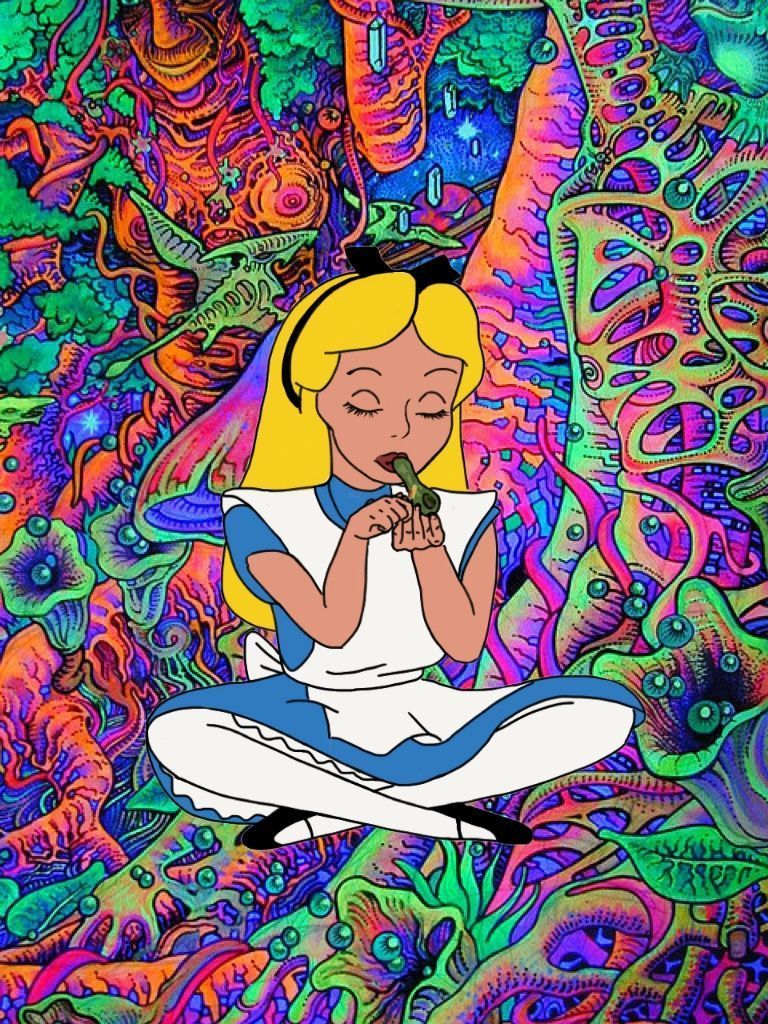 Alice, Alice im Wunderland, Trippy, Bunter Wald, Illustration, Hintergrundbild fürs Tablet