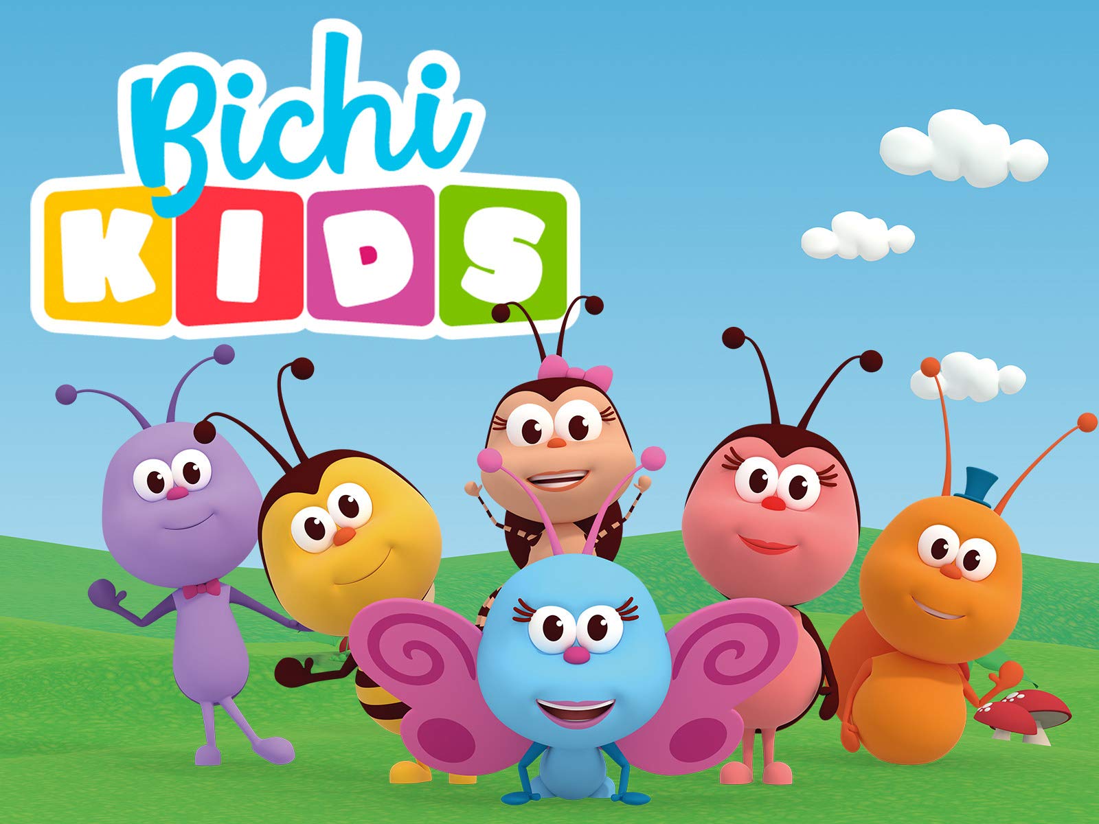 BichiKids, Insekten, Zeichentrickfiguren, Kinderserie, Wiese, Bunt, HD, Tablet-Hintergrund