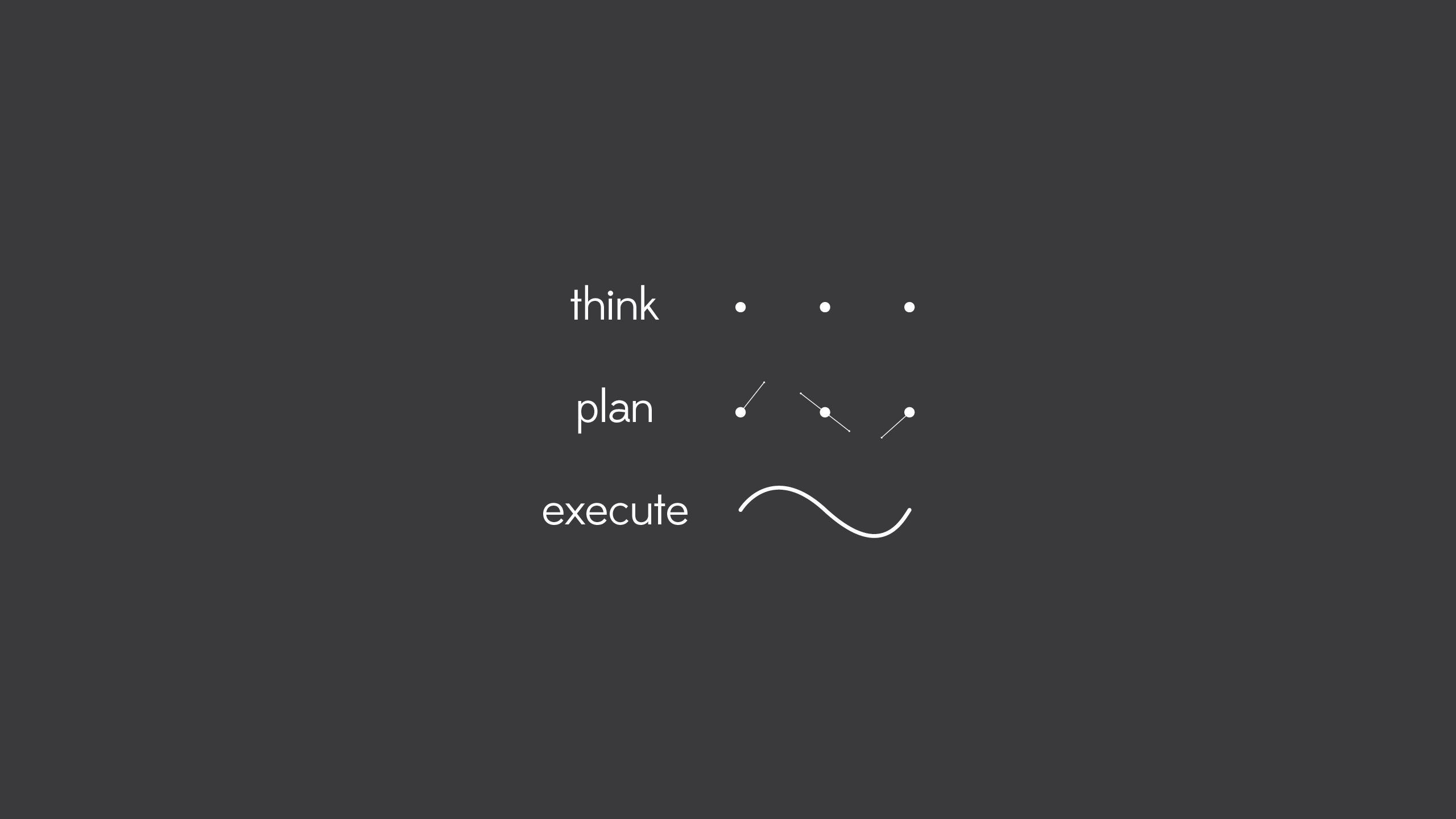 Think Plan Execute, Motivation, Typografie, Grauer Hintergrund, Minimalistisch, 1440p Wallpaper