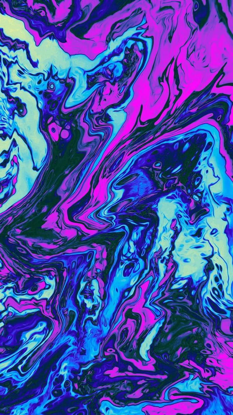 Flüssige Farben, Blau und Pink, Marmoreffekt, Hochformat, HD, iPhone-Hintergrundbild