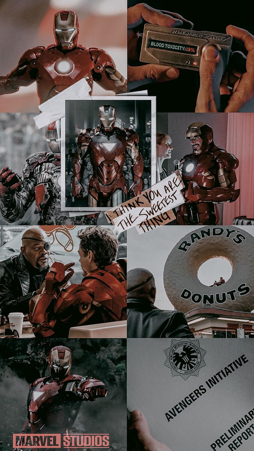 Iron Man, Tony Stark, Collage, Dunkle Töne, Ästhetik, HD, Sperrbildschirm fürs iPhone