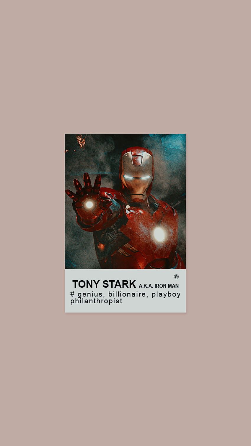 Iron Man, Tony Stark, Polaroid, Altrosa Hintergrund, Minimalismus, Sperrbildschirm fürs iPhone
