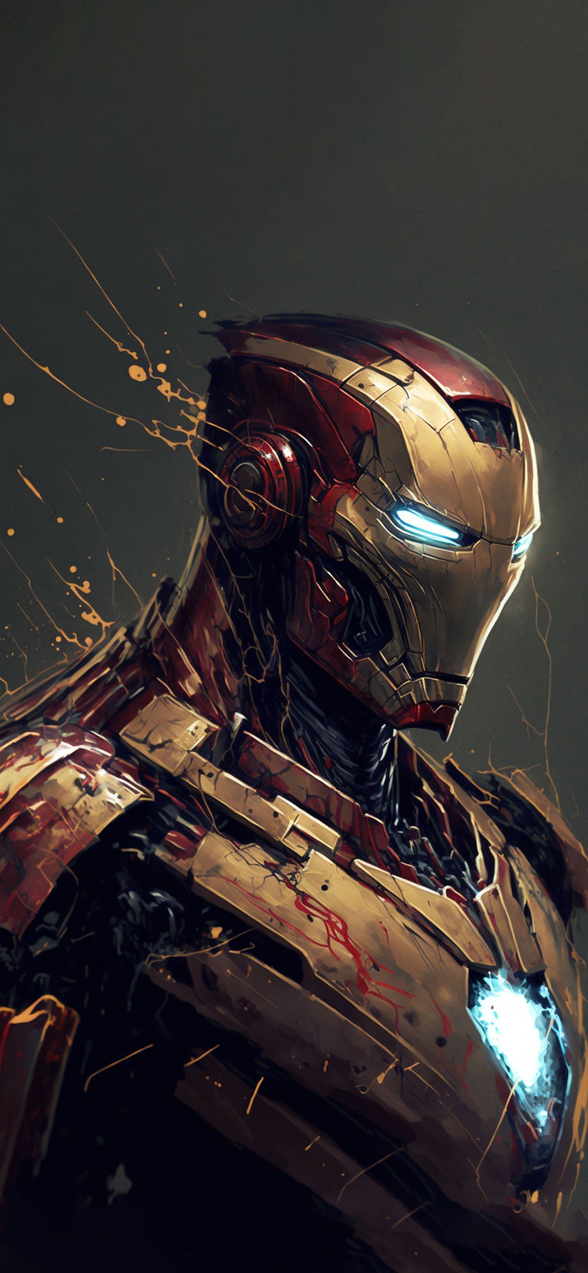 Iron Man, Marvel, Rüstung, Dunkler Hintergrund, Leuchtende Augen, Sperrbildschirm fürs iPhone