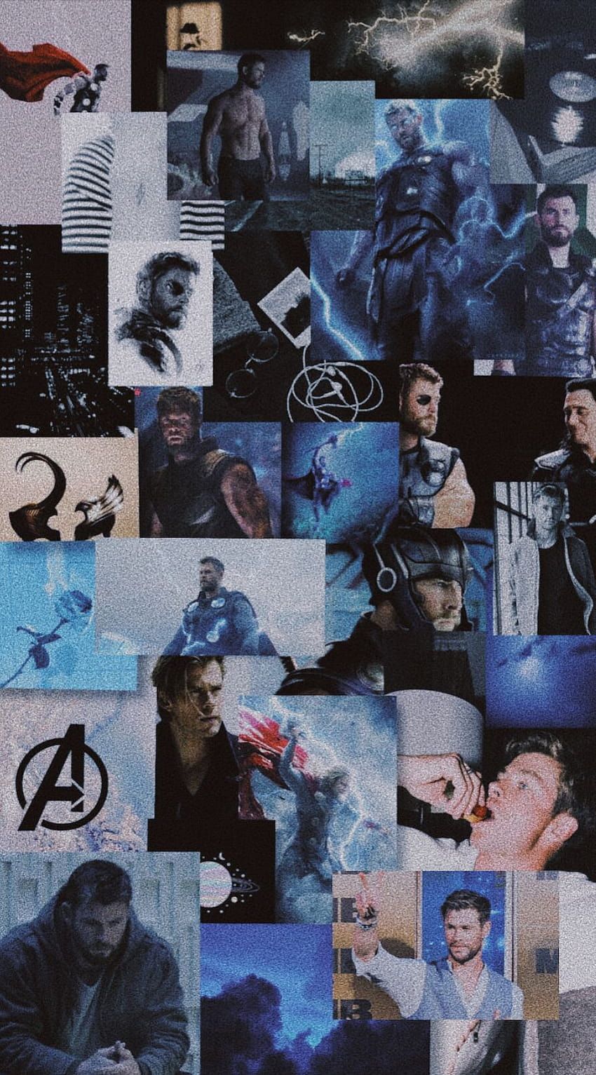 Thor, Avengers, Collage, Blau, Marvel Cinematic Universe, Android-Hintergrundbild