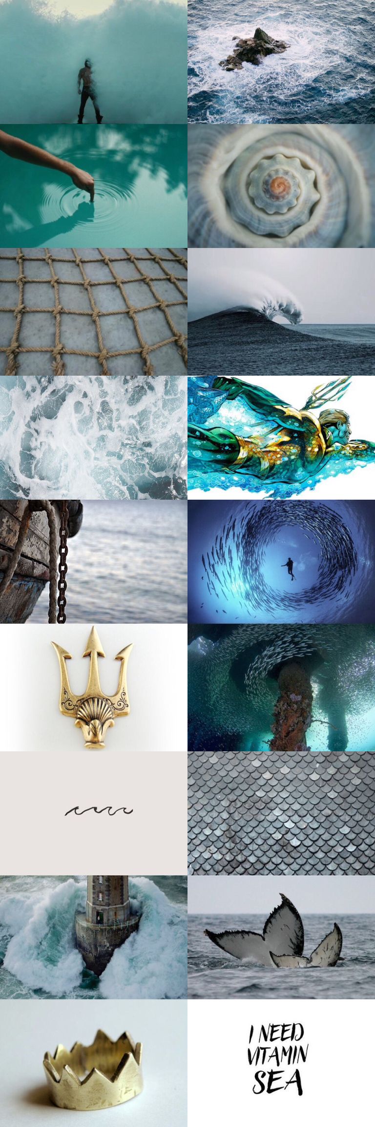 Aquaman, Ästhetische Collage, Meer, Grau, Türkis, Hintergrundbild für iPhone und Android