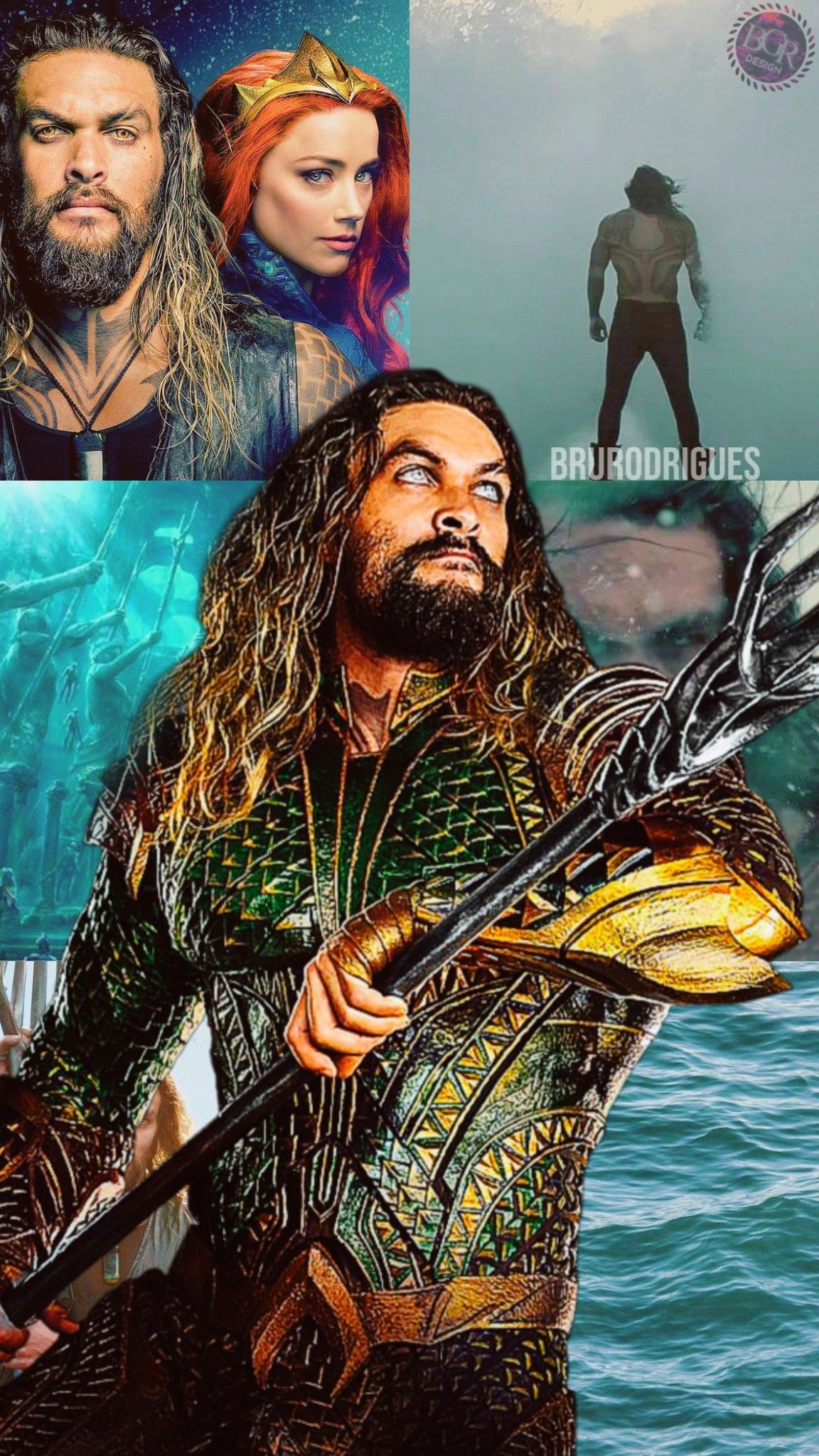 Aquaman, Jason Momoa, Mera, Amber Heard, Collage, Meer, Full HD, Sperrbildschirm fürs iPhone
