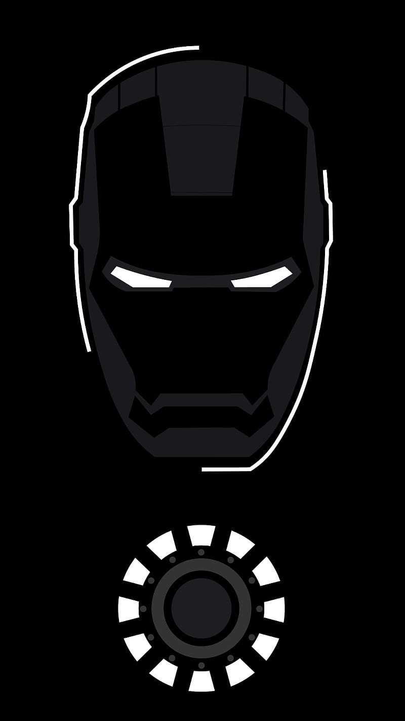 Iron Man, Helm, Arc-Reaktor, Schwarzer Hintergrund, Minimalismus, Sperrbildschirm fürs iPhone