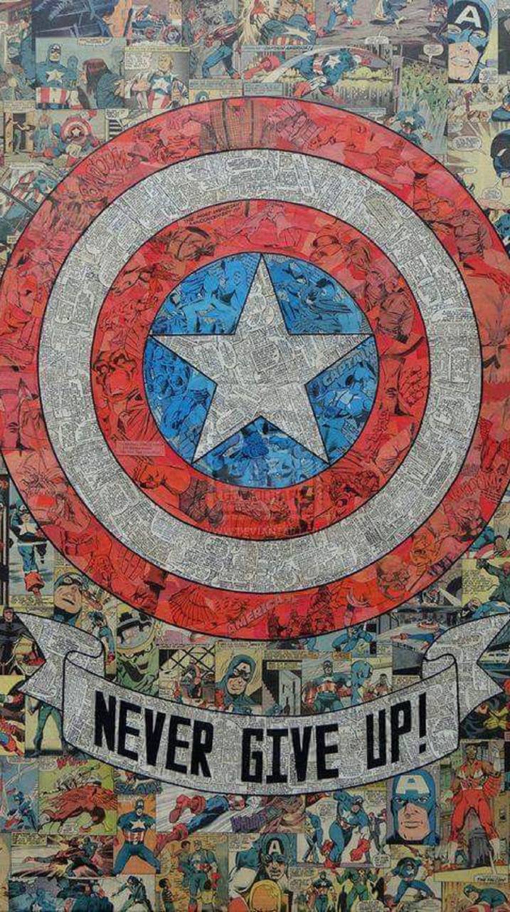 Schild von Captain America, Captain America, Marvel Comics, Comic-Seiten, Never Give Up, Handy-Hintergrundbild