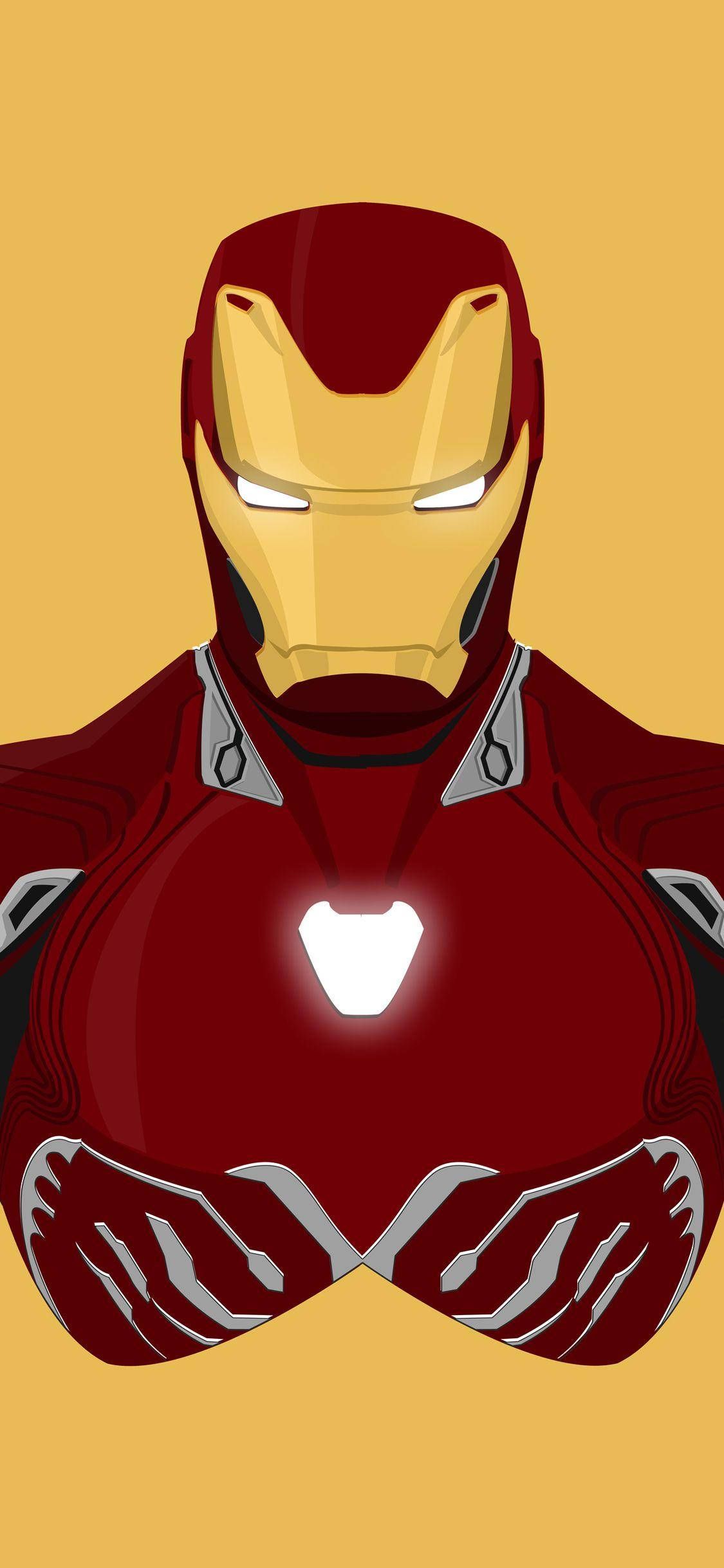 Iron Man, Flat Design, Gelber Hintergrund, Rüstung, Minimalismus, Sperrbildschirm fürs iPhone