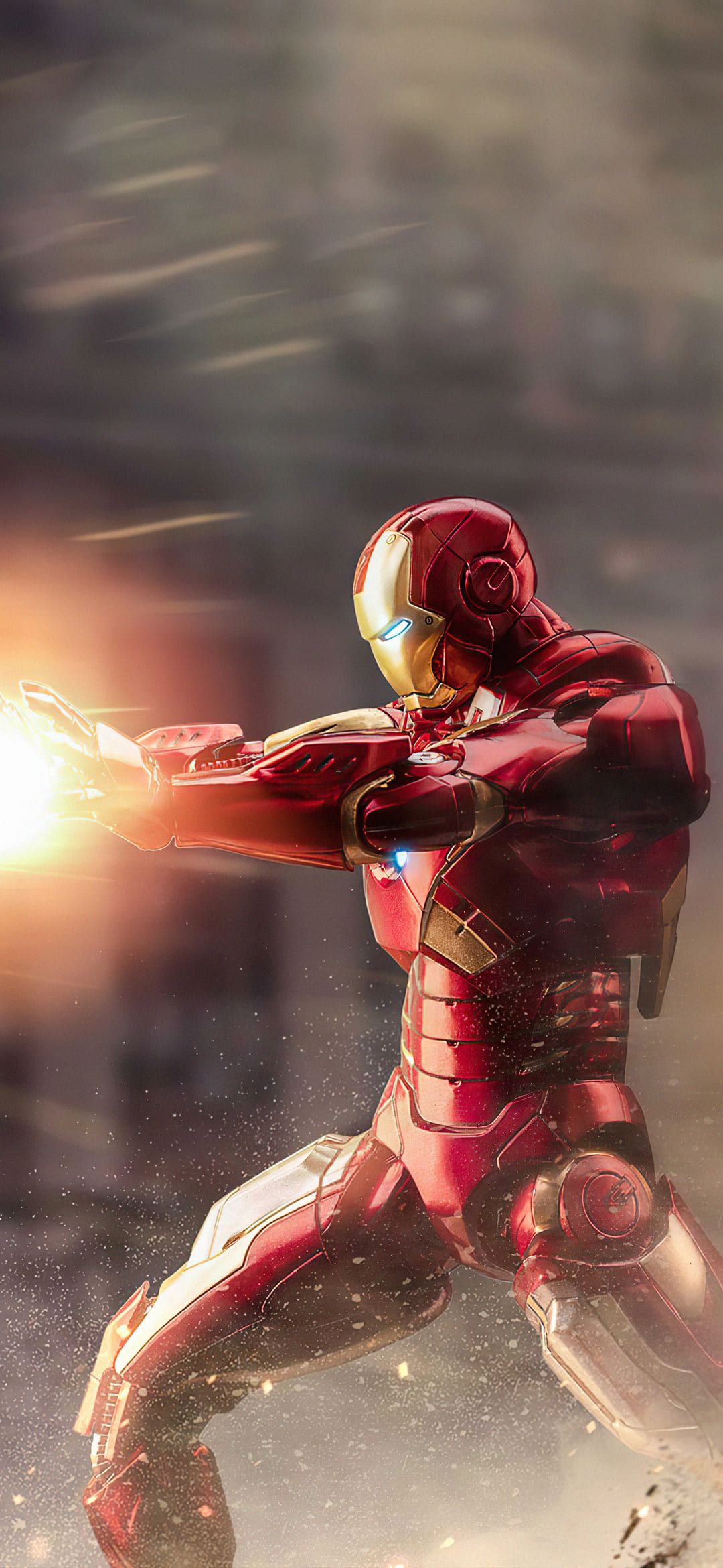 Iron Man, Repulsor, Kampf, Bewegungsunschärfe, Rüstung, Full HD, Hintergrundbild fürs Handy