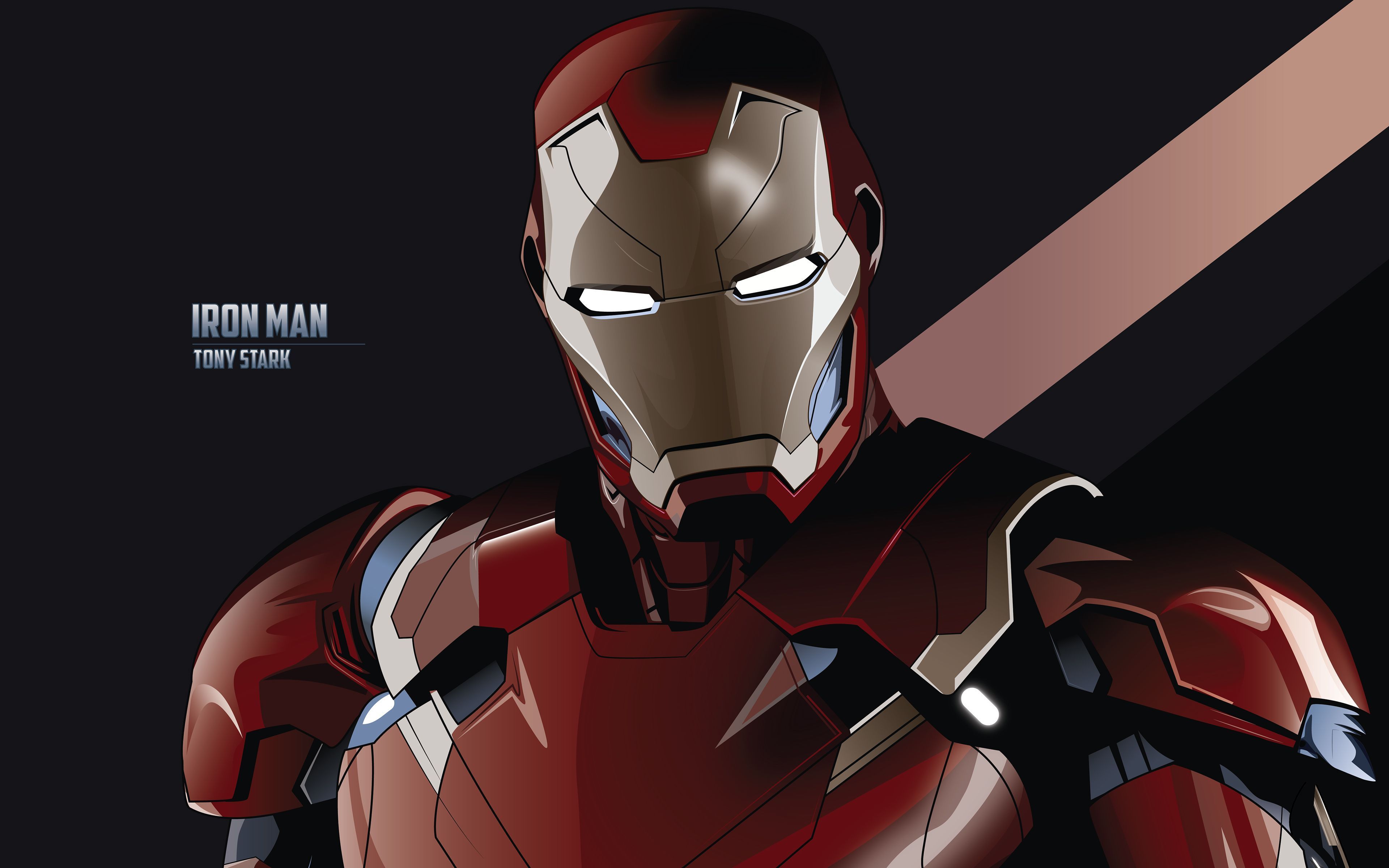 Iron Man, Tony Stark, Vektorgrafik, Rüstung, Dunkler Hintergrund, 4K Wallpaper
