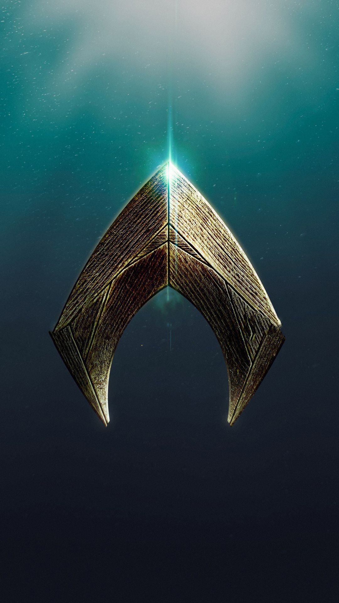 Aquaman-Logo, Aquaman, Gold, Dunkeltürkis, Minimalistisch, Android-Hintergrundbild