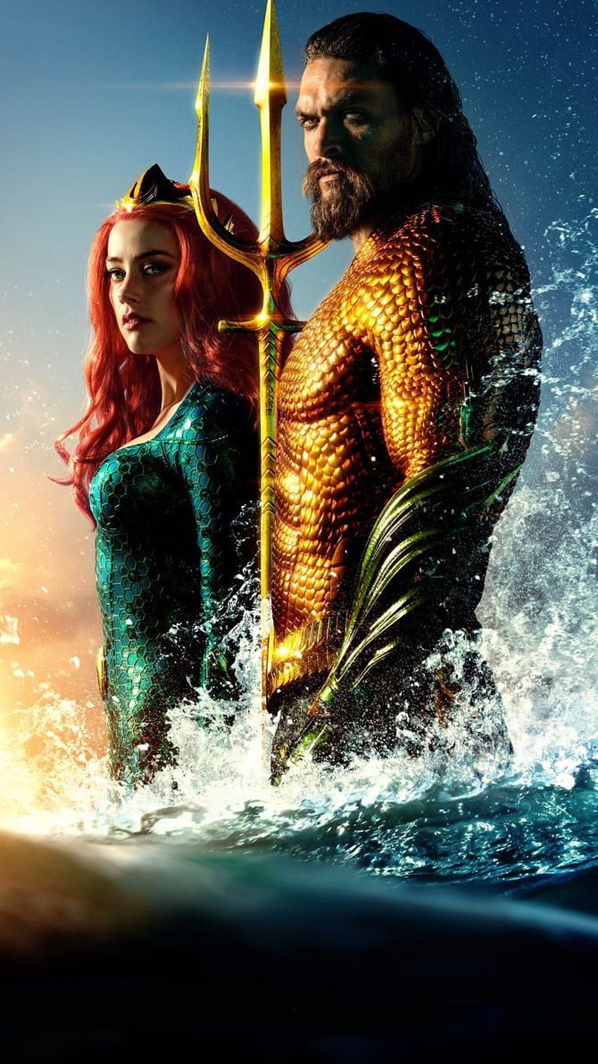 Aquaman, Jason Momoa, Mera, Amber Heard, Wellen, Filmplakat, HD, iPhone-Hintergrundbild