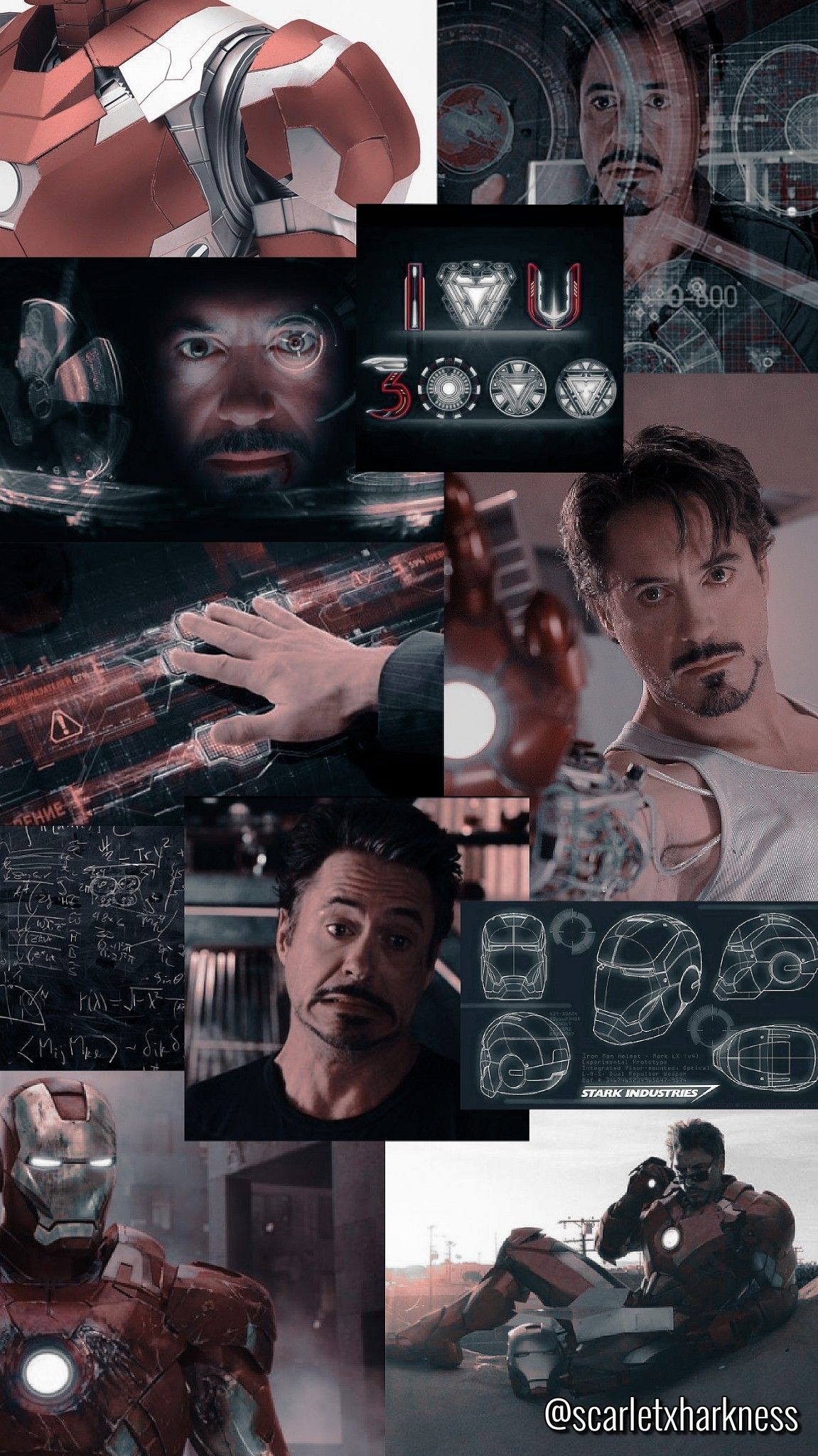 Tony Stark, Robert Downey Jr., Iron Man, Collage, Schwarzweiß, Full HD, Handy-Hintergrund