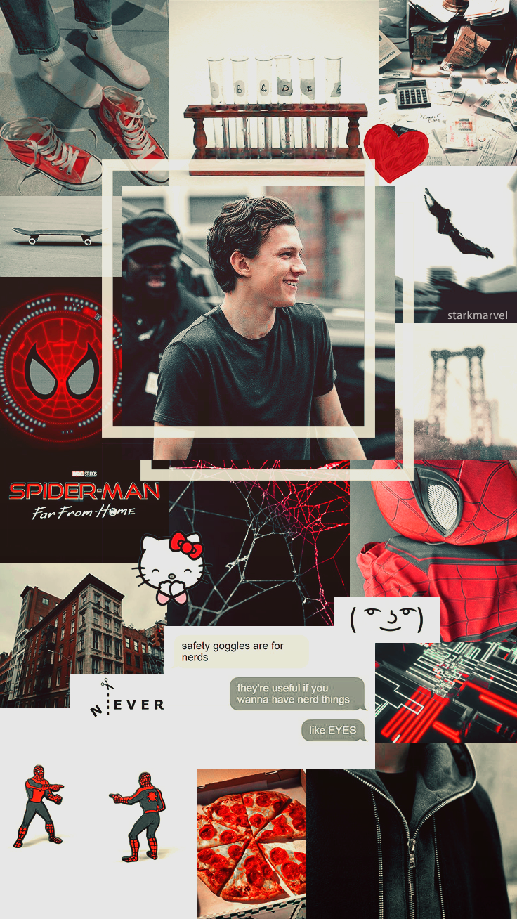 Tom Holland, Spider-Man, Collage, Ästhetik, Rot, HD, Sperrbildschirm fürs iPhone