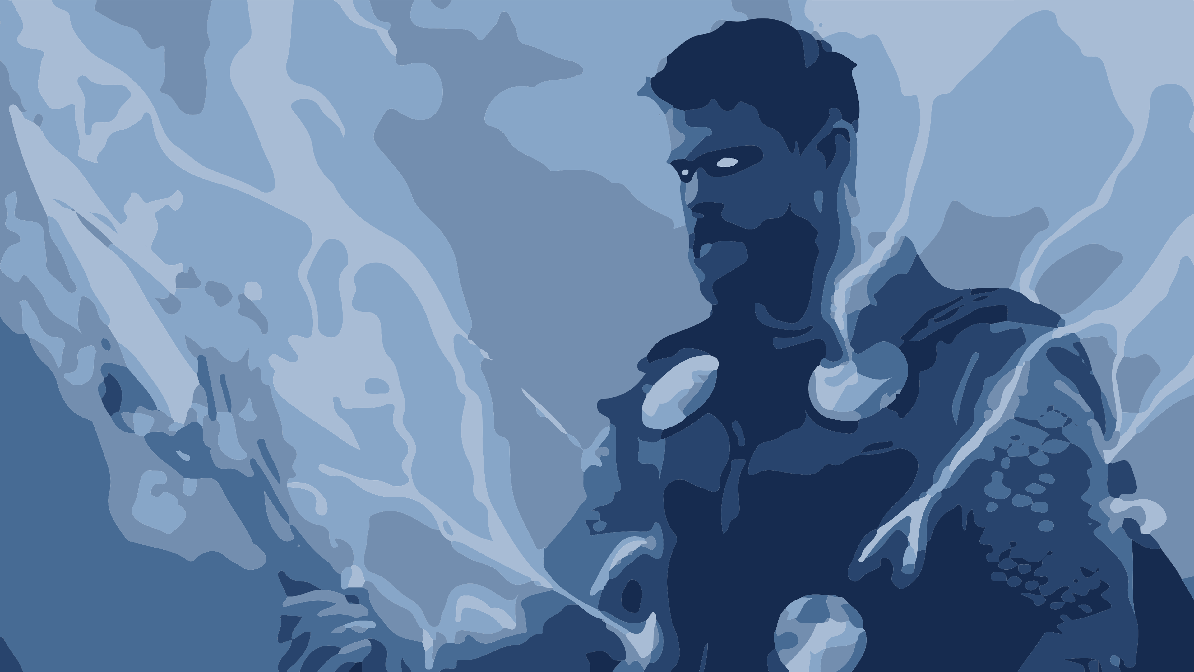 Thor, Vektorkunst, Blitze, Blau, Illustration, 3840x2160, 4K-Hintergrundbild für PC