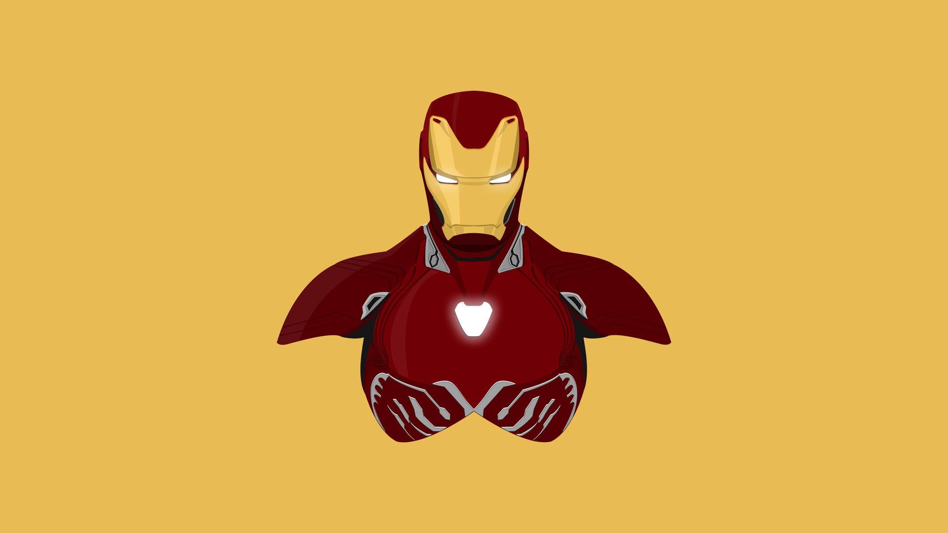 Iron Man, Flat Design, Gelber Hintergrund, Rüstung, Minimalismus, Full HD Wallpaper
