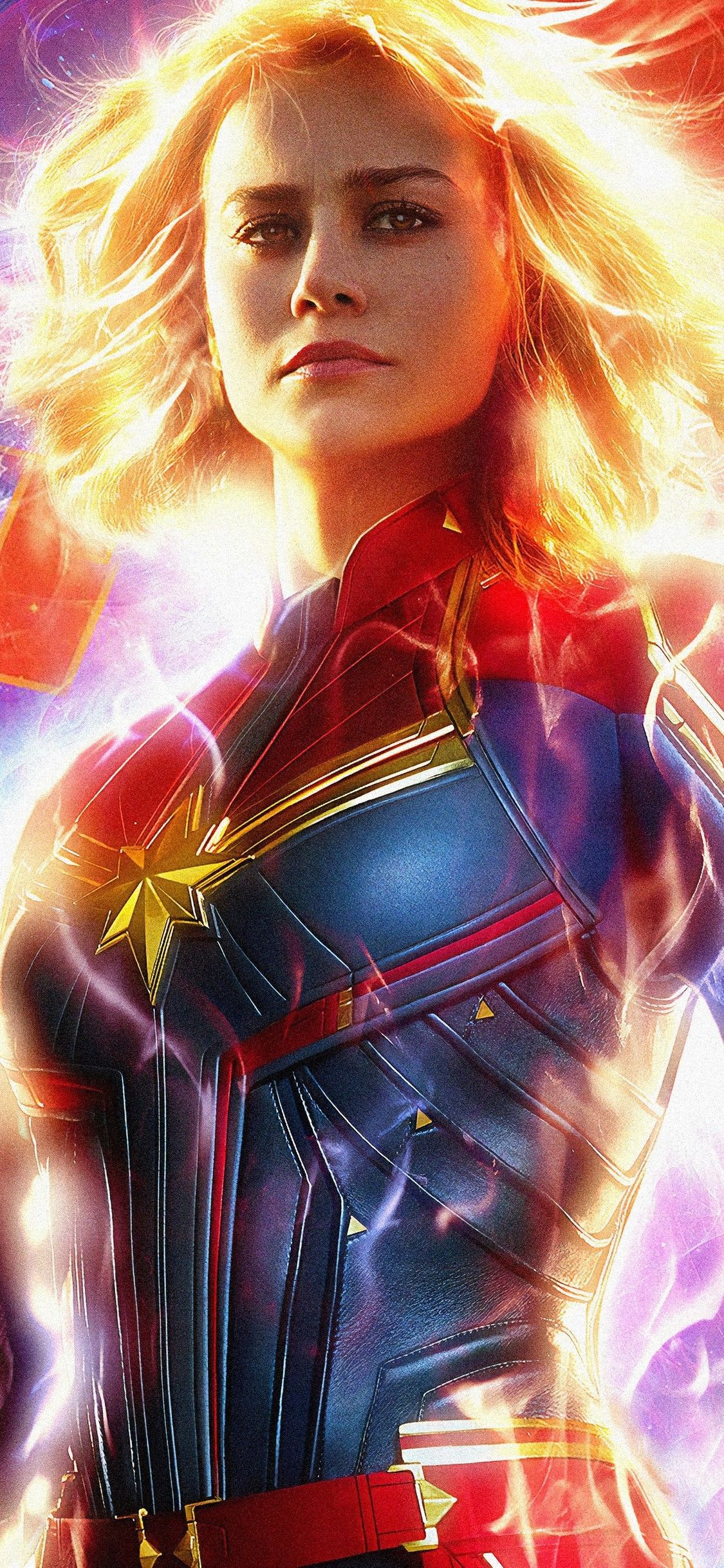 Captain Marvel, Brie Larson, Kostüm, Energie, Leuchten, Full HD, Hintergrundbild fürs Handy