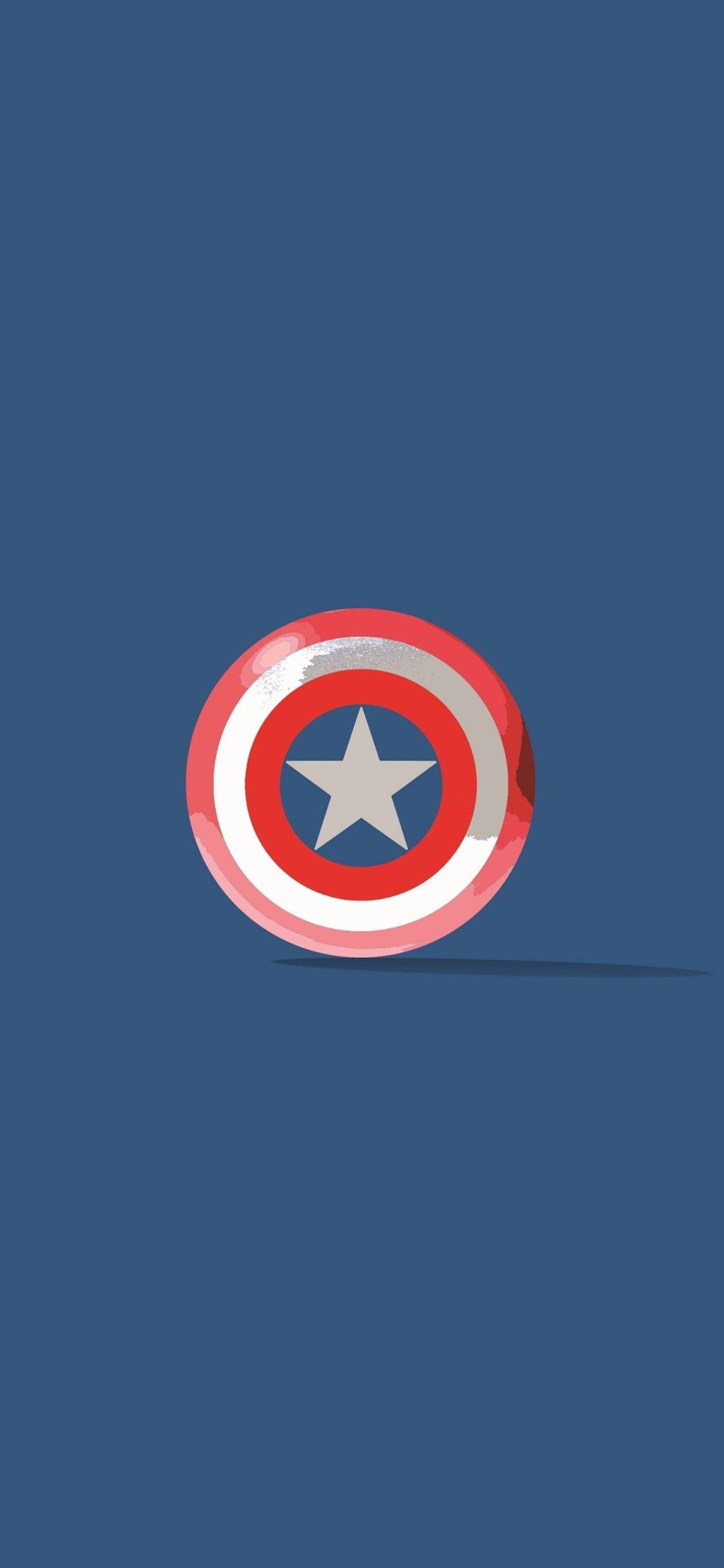 Schild von Captain America, Minimalistisch, Blauer Hintergrund, Logo, Sperrbildschirm fürs iPhone