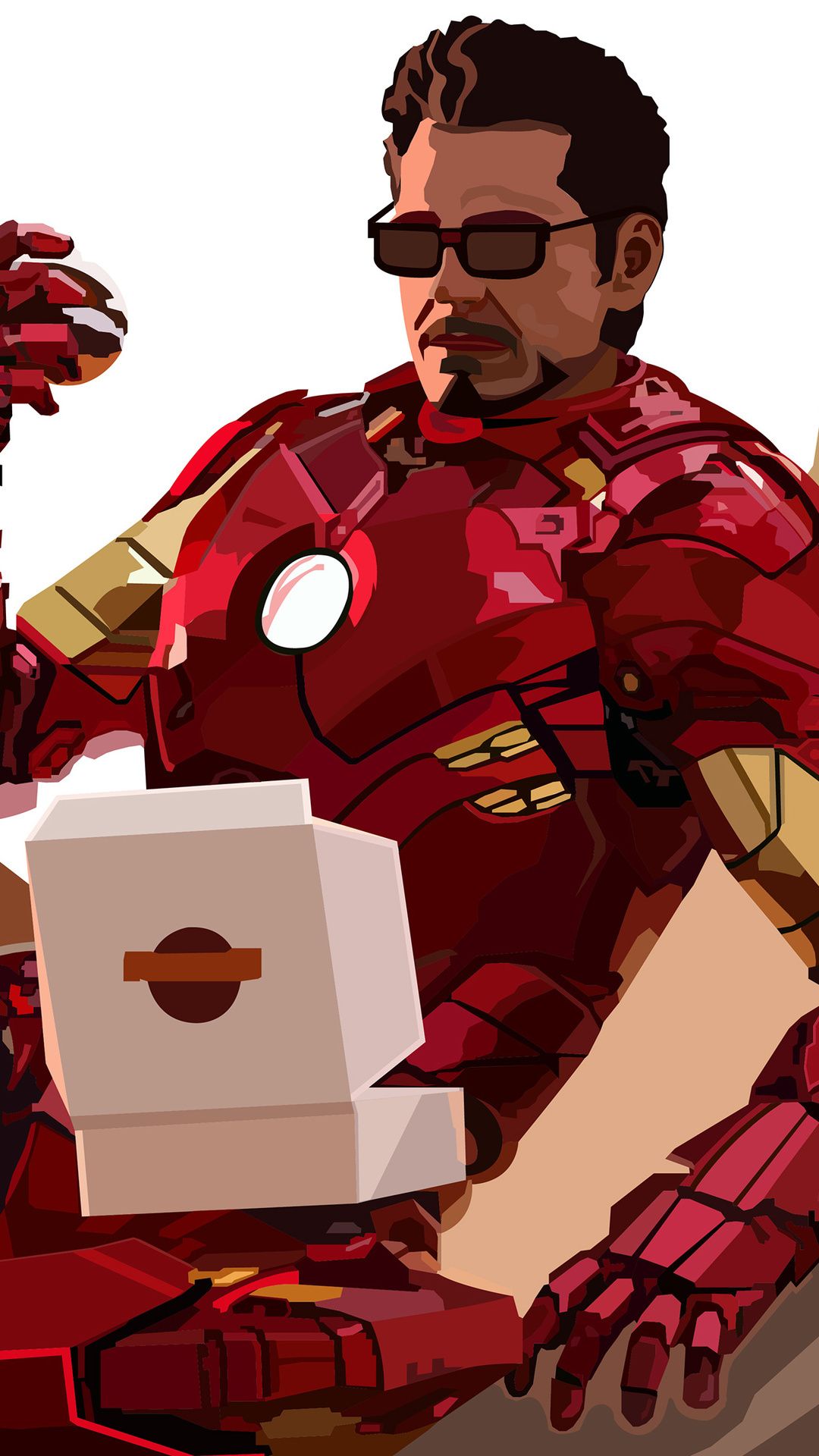 Tony Stark, Iron Man, Robert Downey Jr., Donut, Sonnenbrille, Illustration, Full HD, Handy-Hintergrundbild