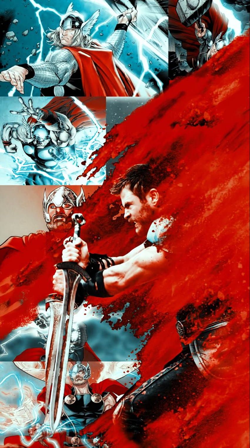 Thor, Comic-Stil, Blitze, Rot, Marvel Comics, HD, Sperrbildschirm fürs iPhone