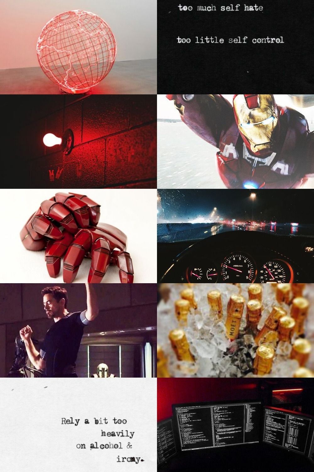 Iron Man, Collage, Schwarz-Rot, Ästhetik, Zitat, HD, Hintergrundbild fürs Handy