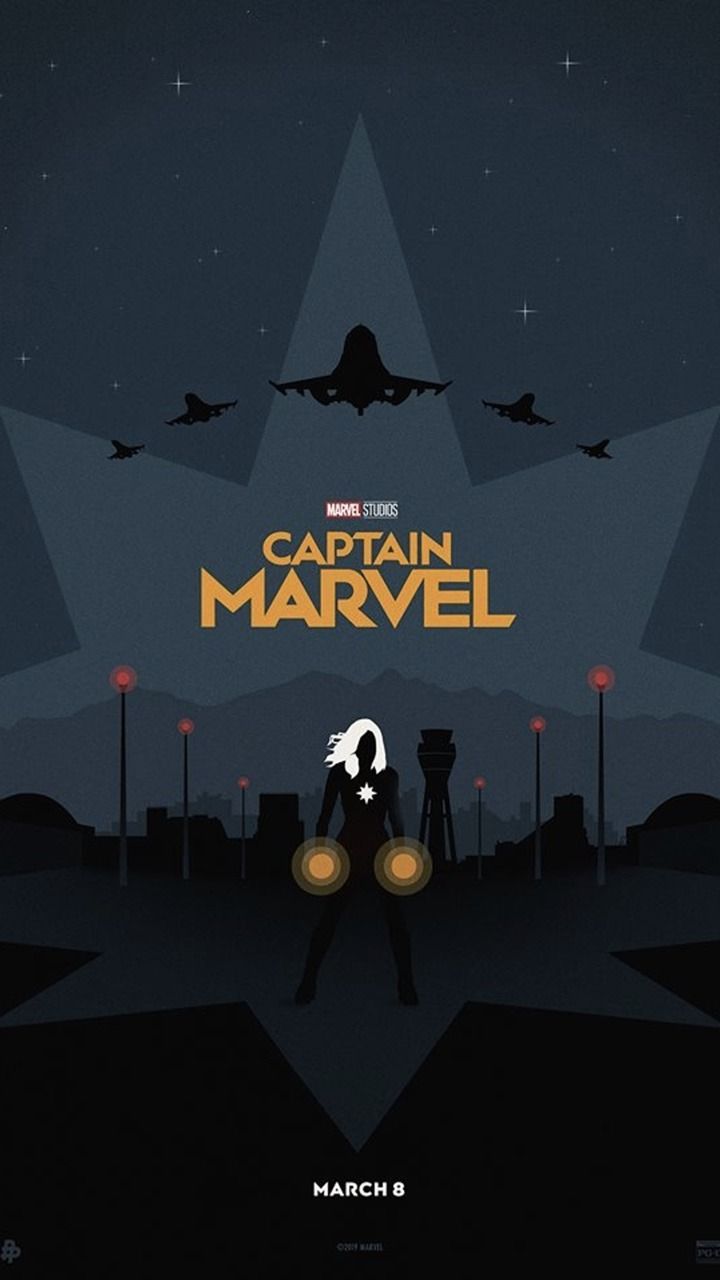 Captain Marvel, Kampfjets, Silhouette, Filmplakat, Minimalistisch, HD, iPhone-Hintergrundbild