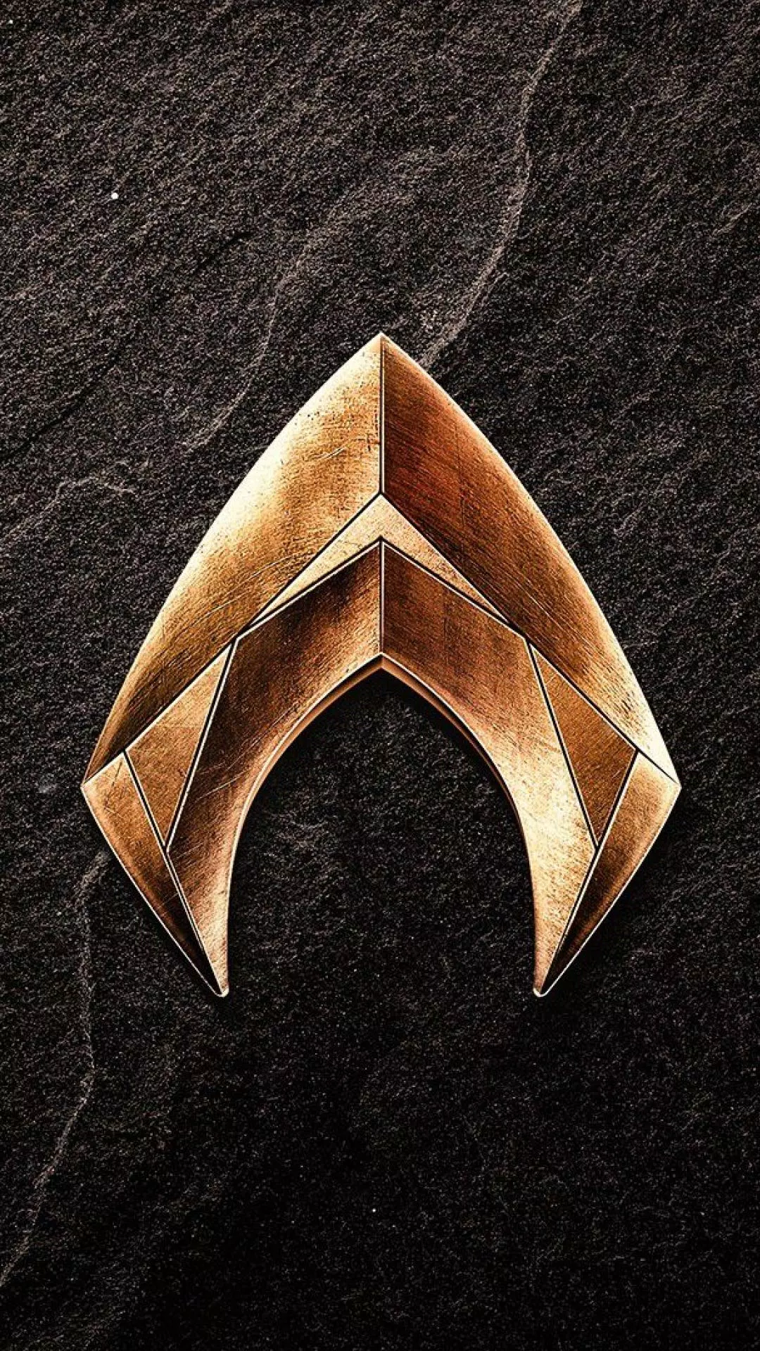 Aquaman-Logo, Aquaman, Gold, Steintextur, Minimalistisch, Full HD, Handy-Hintergrundbild