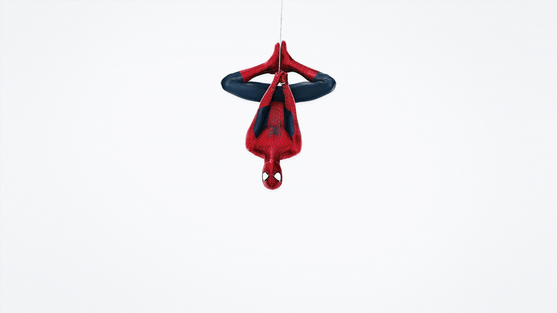 Spider-Man, Kopfüber, Weißer Hintergrund, Minimalistisch, Full HD Wallpaper