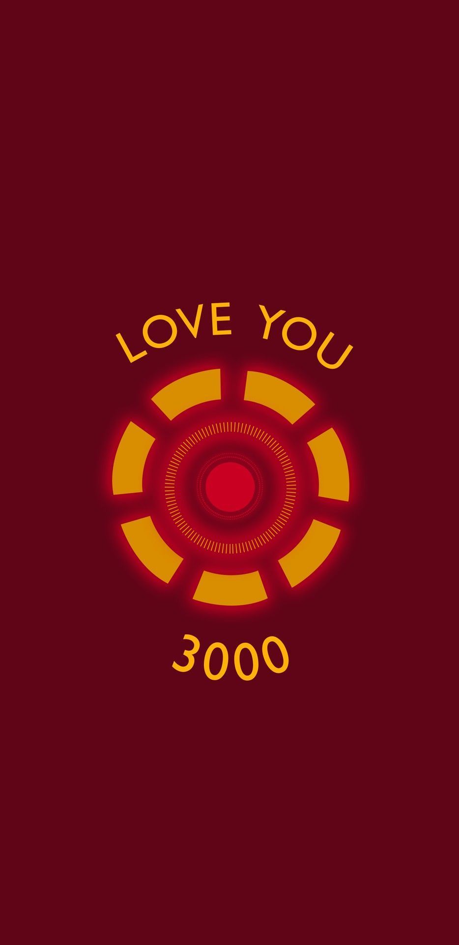 I love you 3000, Arc-Reaktor, Iron Man, Weinroter Hintergrund, Minimalismus, Sperrbildschirm