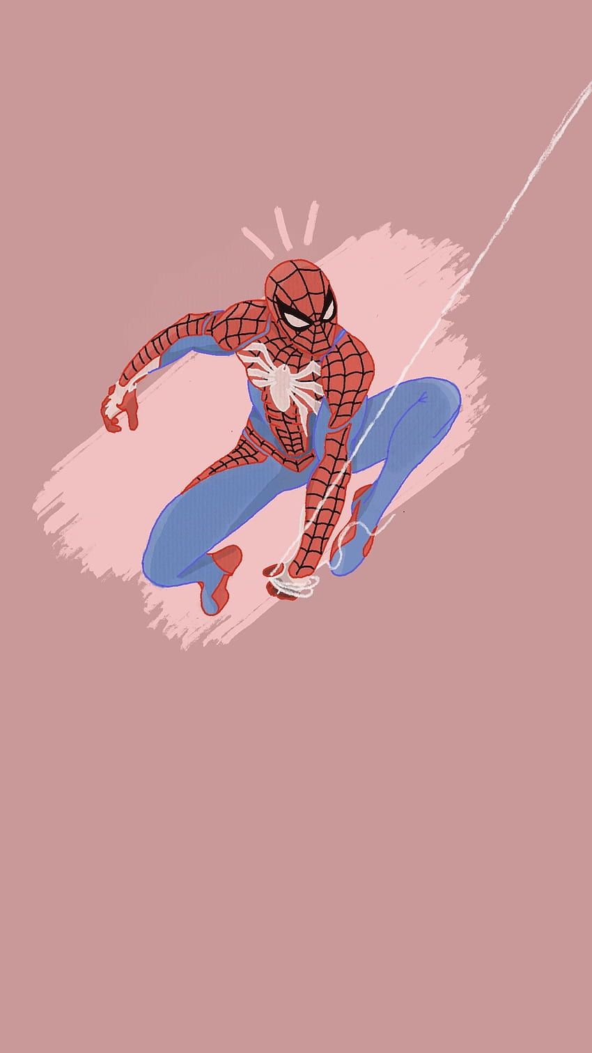 Spider-Man, Illustration, Pinselstrich, Altrosa, Minimalistisch, HD, iPhone-Hintergrundbild