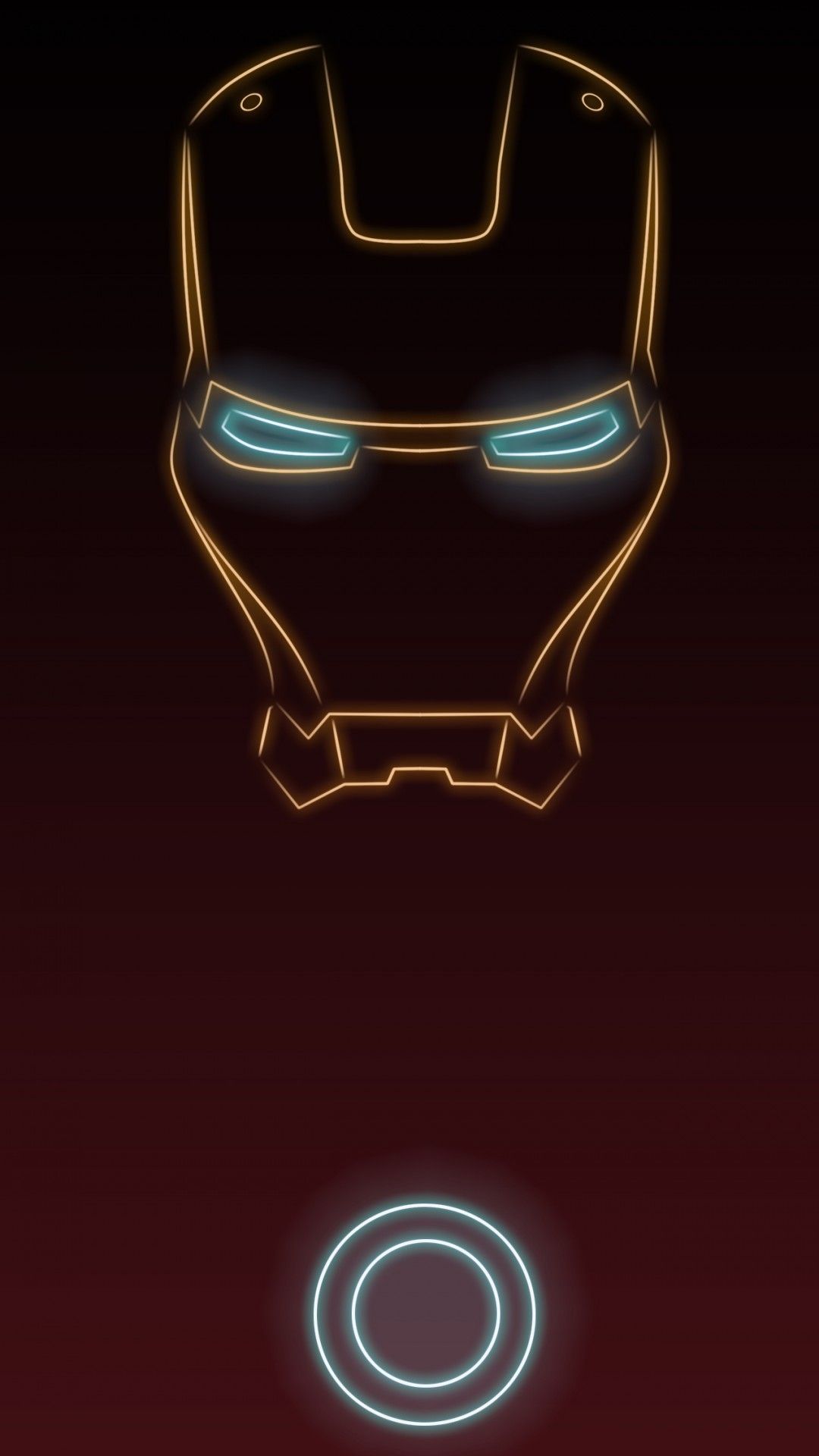 Iron Man, Helm, Arc-Reaktor, Linienkunst, Dunkelroter Hintergrund, Sperrbildschirm fürs iPhone