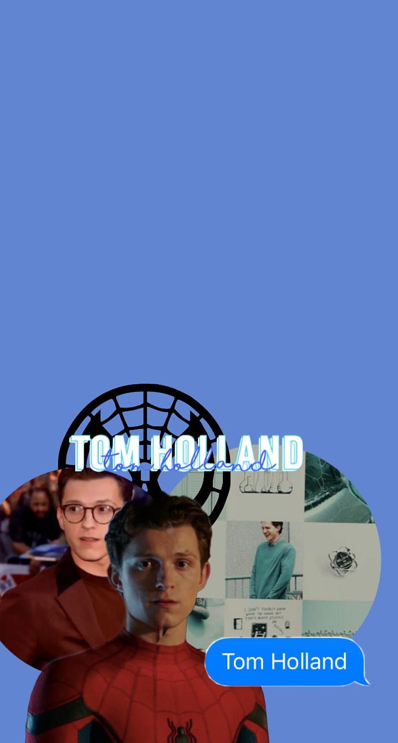 Tom Holland, Spider-Man, Peter Parker, Collage, Blau, HD, Hintergrundbild fürs Handy