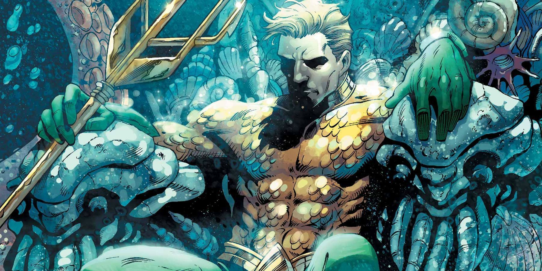Aquaman, DC Comics, Comic-Stil, Dreizack, Unterwasser, HD, Desktop-Hintergrund für Windows