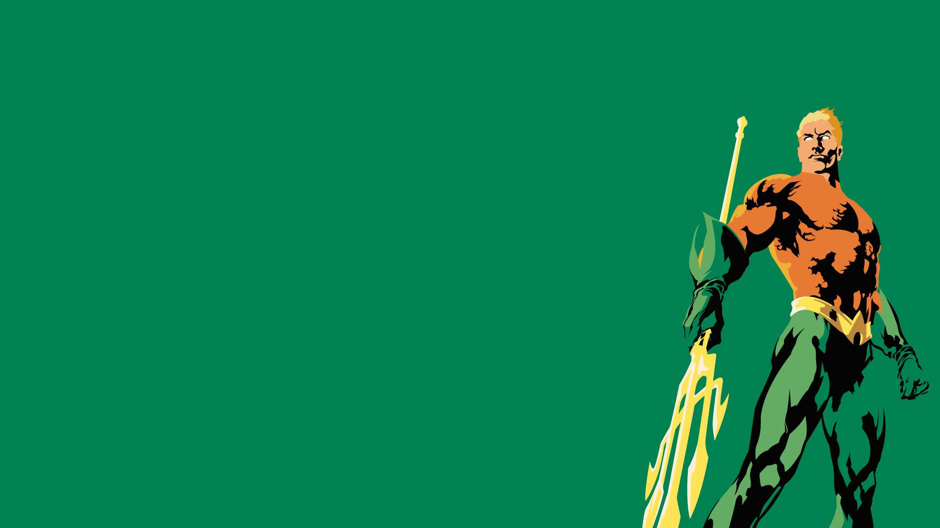 Aquaman, Comic-Stil, Grüner Hintergrund, Minimalistisch, Full HD Wallpaper