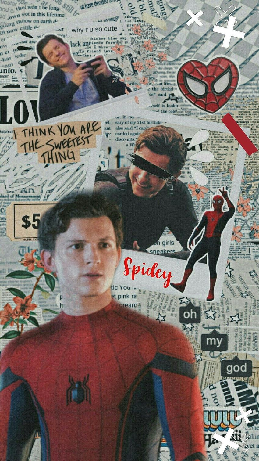 Tom Holland, Spider-Man, Peter Parker, Collage, Zeitungsausschnitte, Android-Hintergrundbild