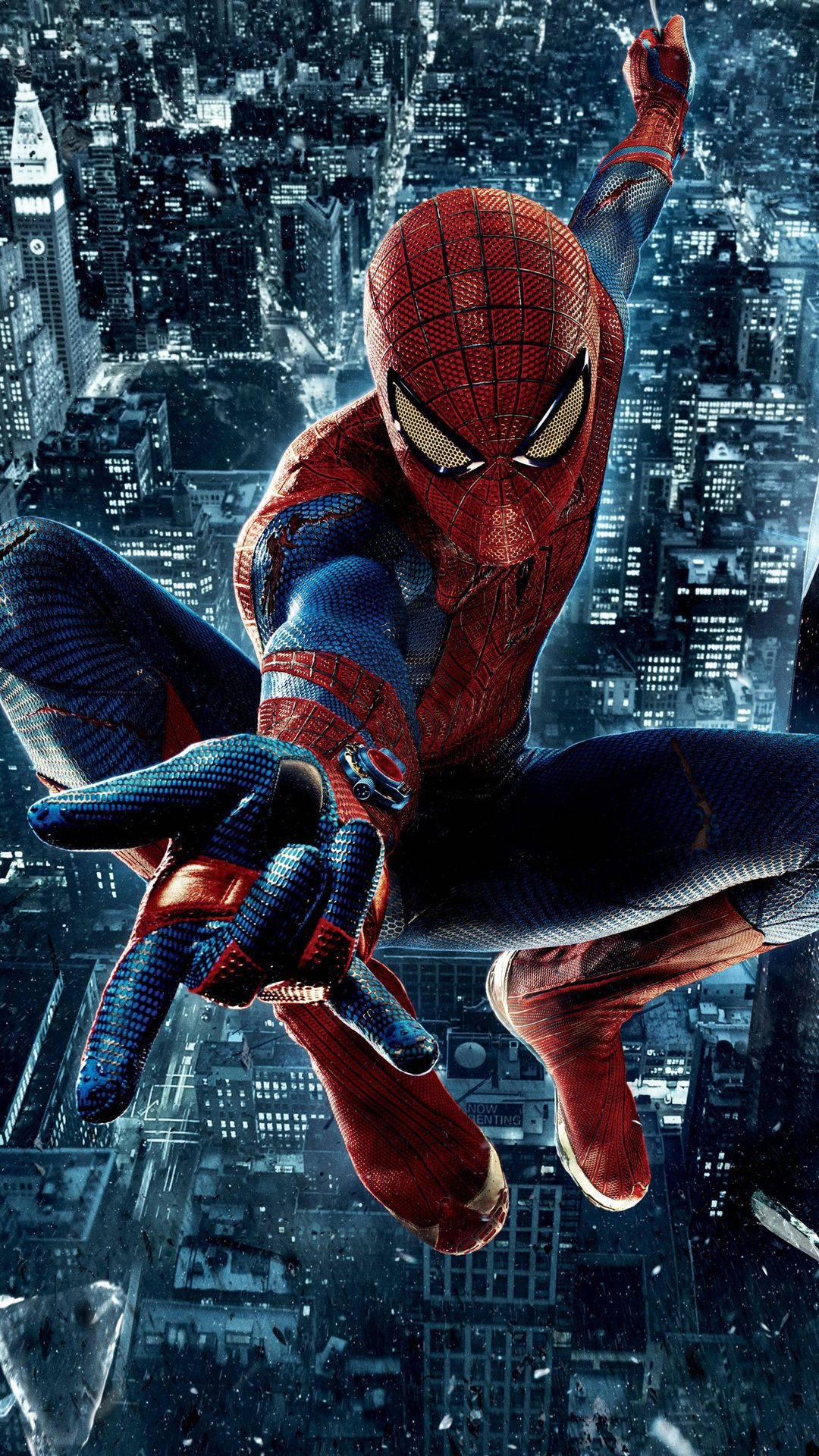 The Amazing Spider-Man, Spider-Man, Sprung, Stadt, Nacht, 1080x1920, Handy-Hintergrund