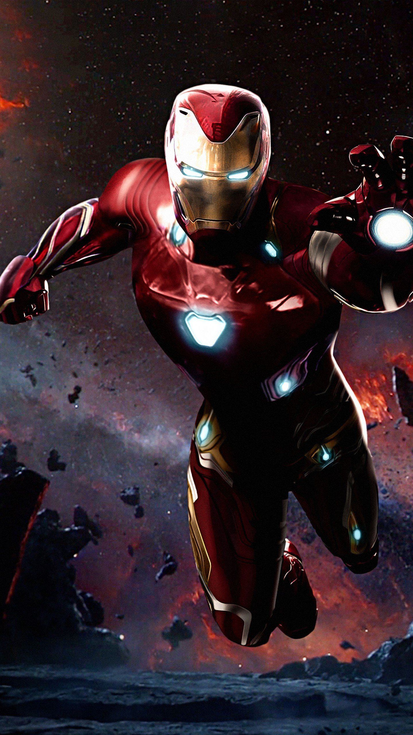 Iron Man, Flug, Trümmer, Rüstung, Dunkler Hintergrund, QHD+, Sperrbildschirm fürs iPhone