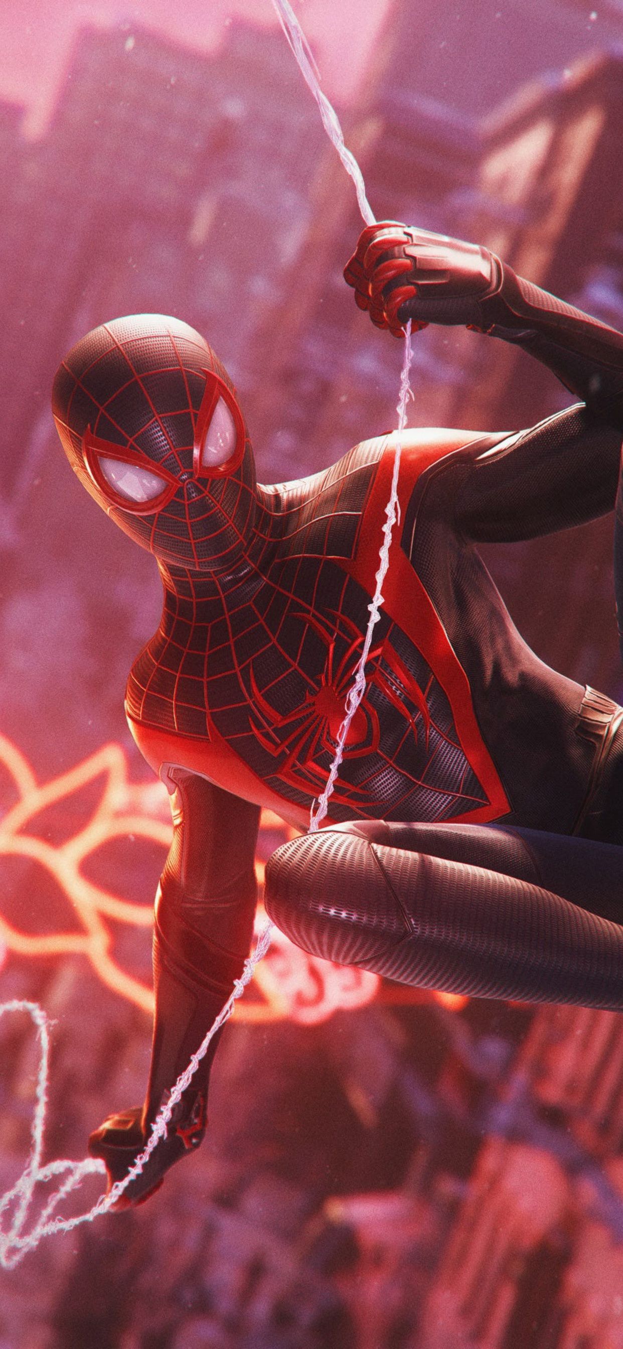 Miles Morales, Spider-Man, Anzug, Rot, Dunkel, Full HD, Hintergrundbild fürs Handy